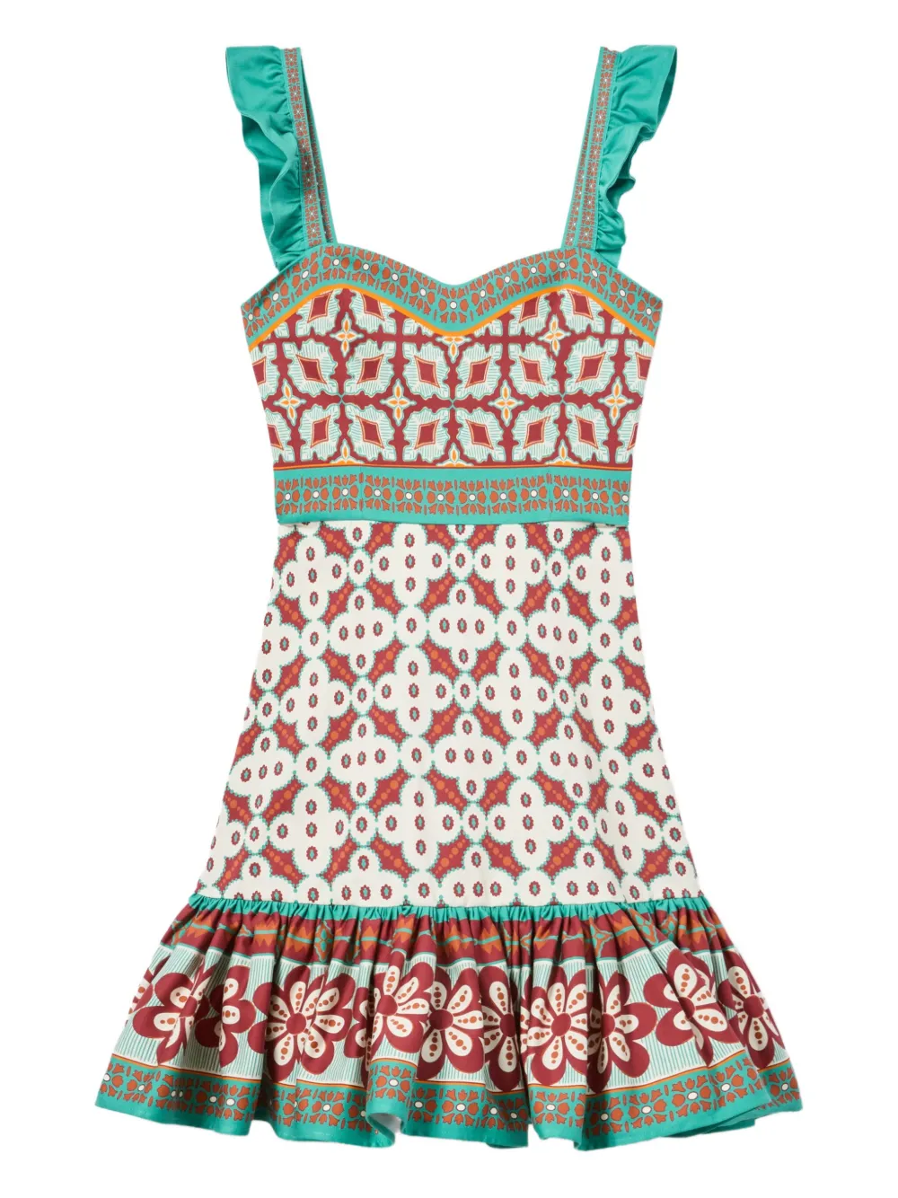 La DoubleJ Gingerbread ruffled printed mini dress Beige