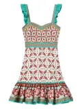 La DoubleJ Gingerbread ruffled printed mini dress - Neutrals