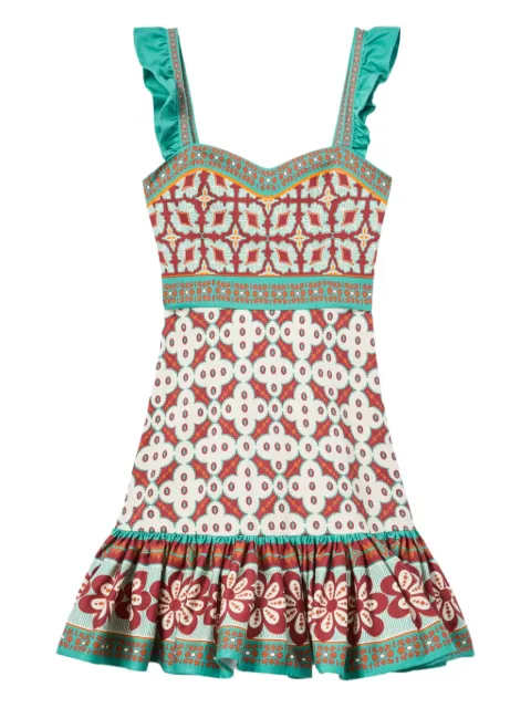 La DoubleJ Gingerbread ruffled printed mini dress