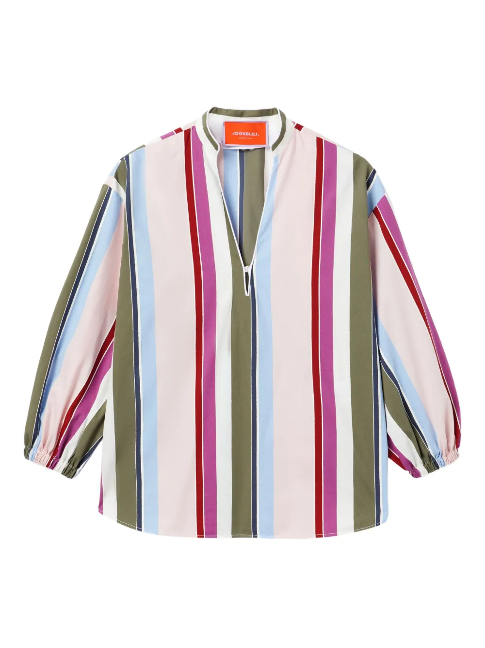 La DoubleJ Jackie striped balloon-sleeve blouse Beige
