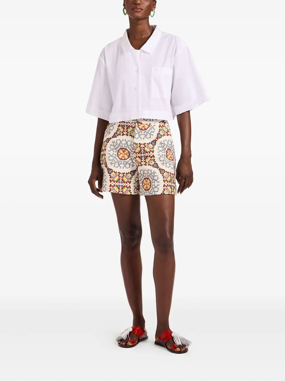 La DoubleJ Ballata medallion print shorts Beige