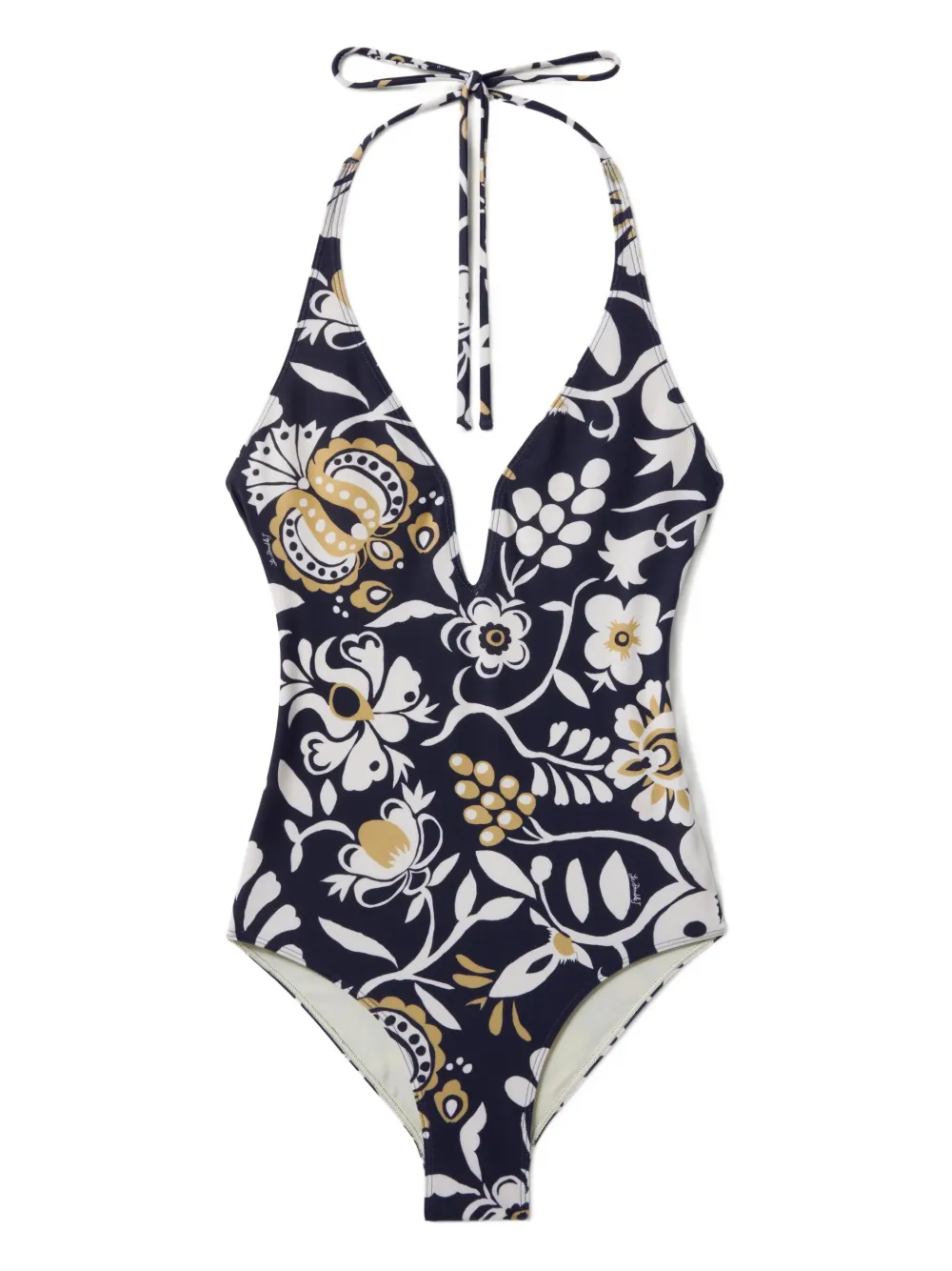 La DoubleJ Badpak met halternek en bloemenprint Blauw