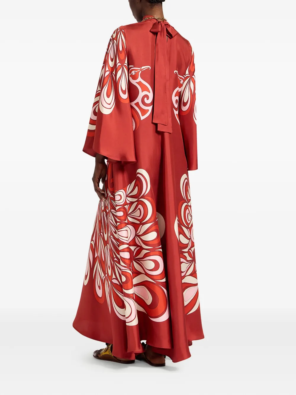 La DoubleJ Jurk met wijde mouwen en print - Rood