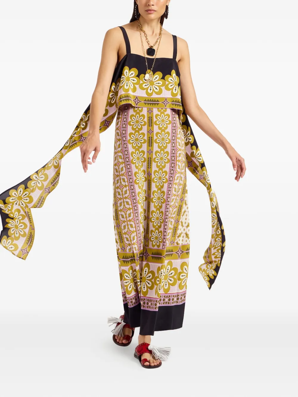 La DoubleJ Slip-Around floral-print maxi dress Roze