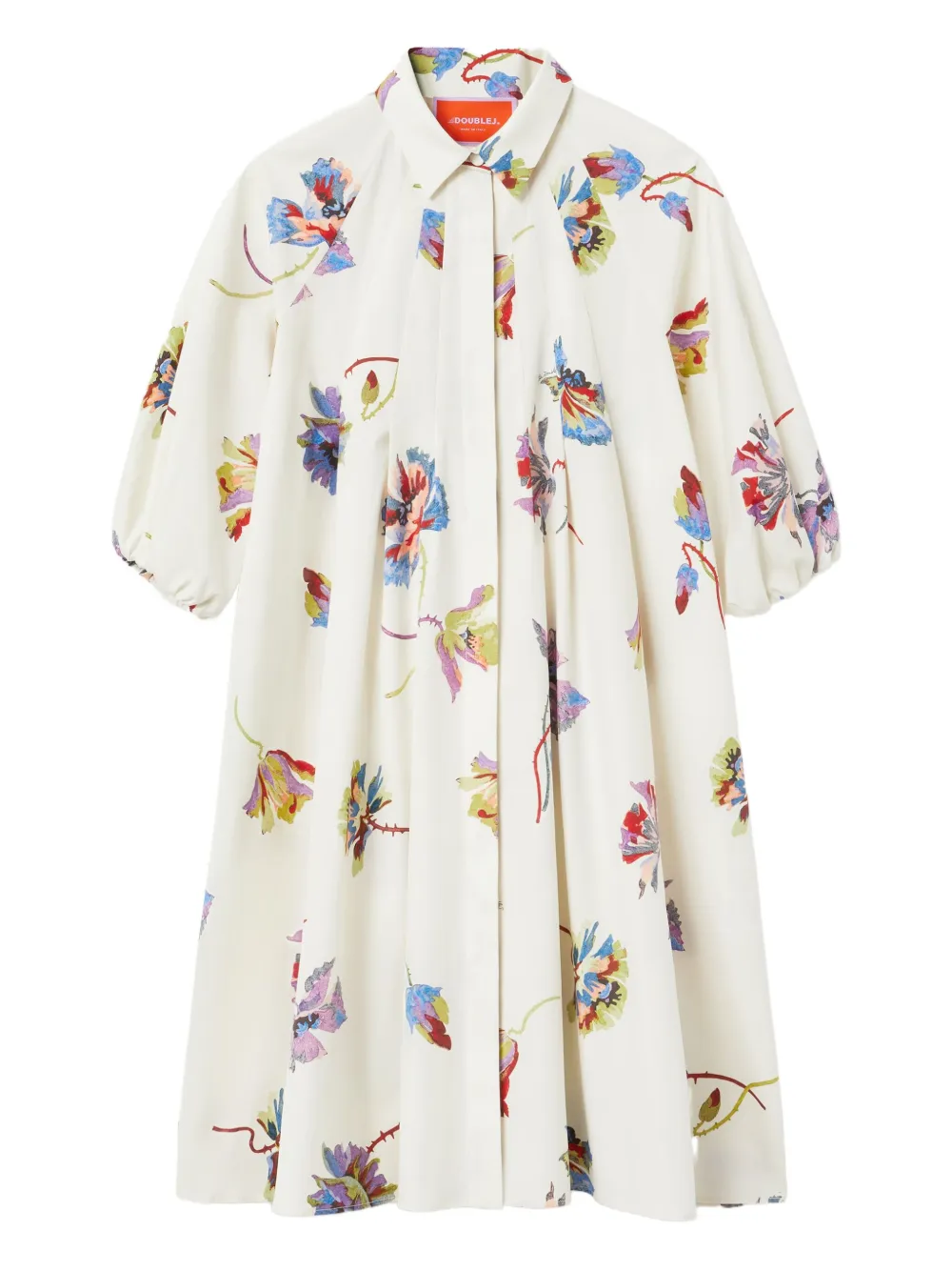 La DoubleJ Sunburst floral-print puff-sleeve mini dress | White | Image 1