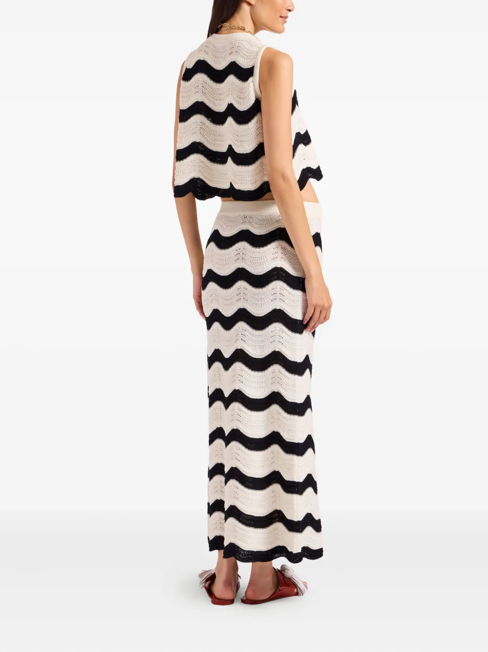 La DoubleJ chevron-wave maxi skirt Beige