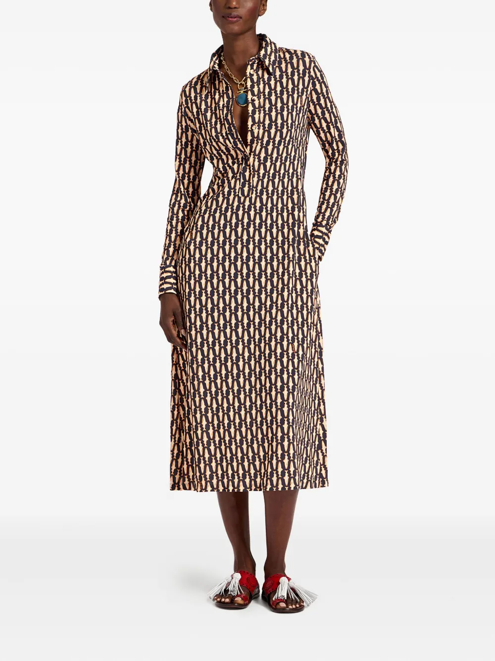 La DoubleJ Perry Street blousejurk met ceintuur Blauw