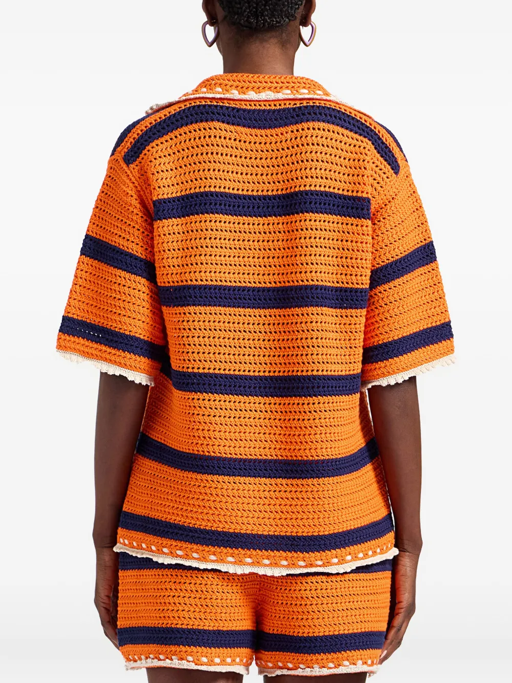 La DoubleJ Cerere gehaakte gestreepte blouse Oranje