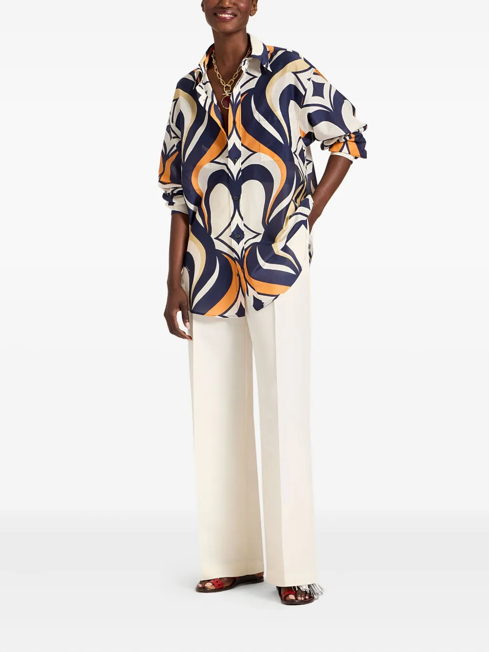 La DoubleJ Better Than Your Boyfriend blouse met abstracte print Blauw