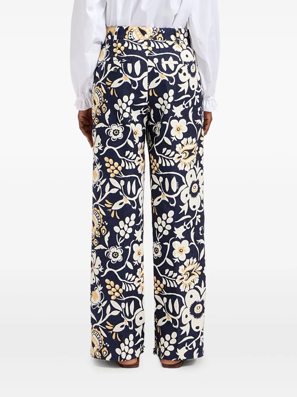 La DoubleJ Plooibroek met bloemenprint Blauw