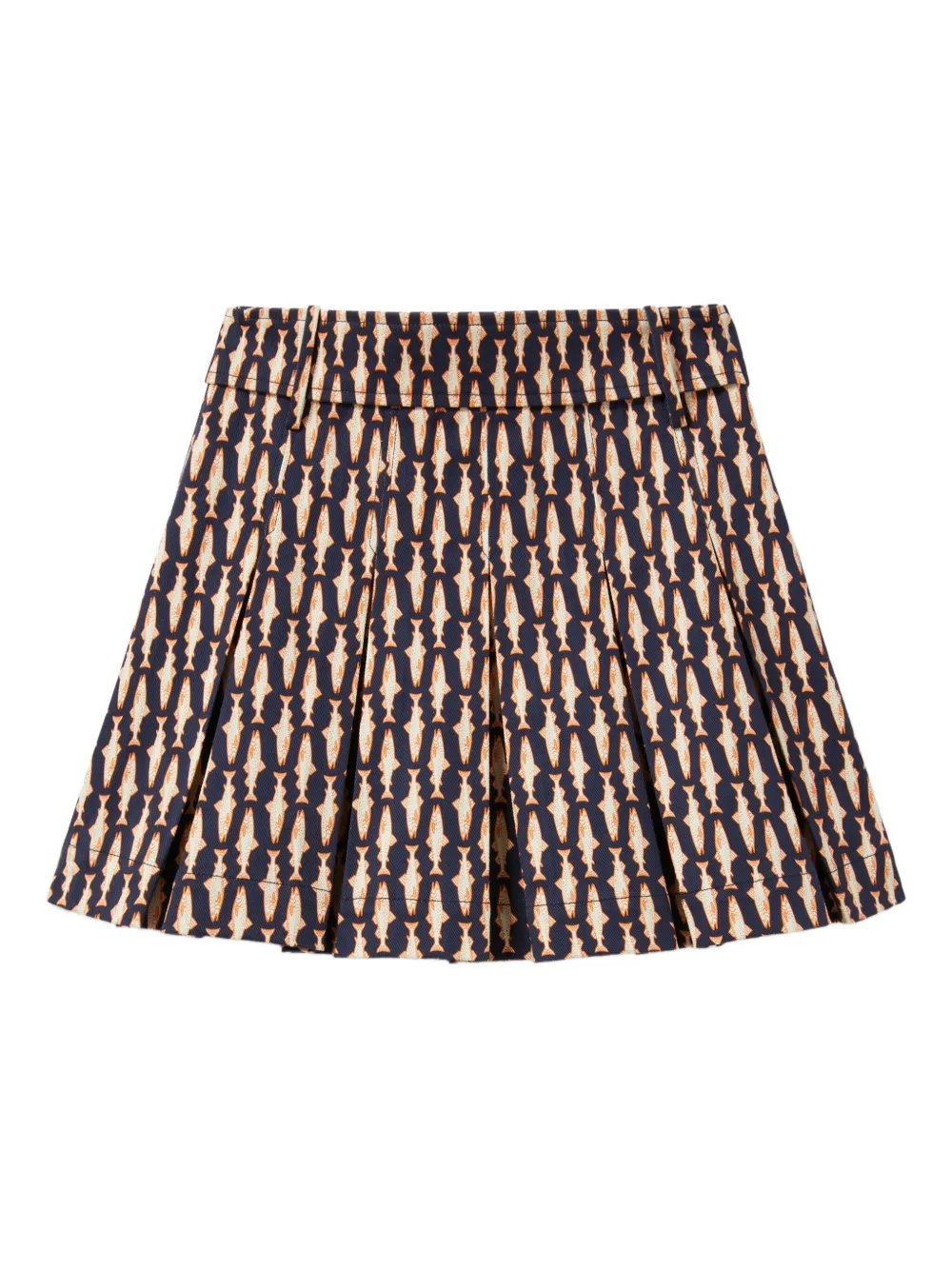 La DoubleJ Plooirok met visprint Blauw