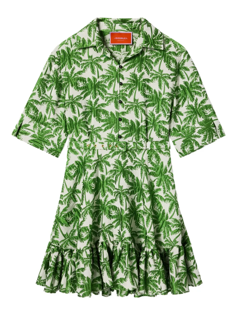La Doublej San Pietro Palm-print Ruffled Mini Dress