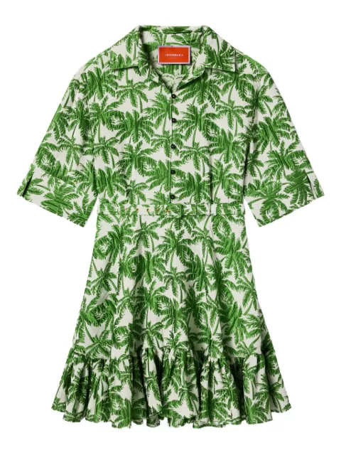 La DoubleJ San Pietro palm-print ruffled mini dress