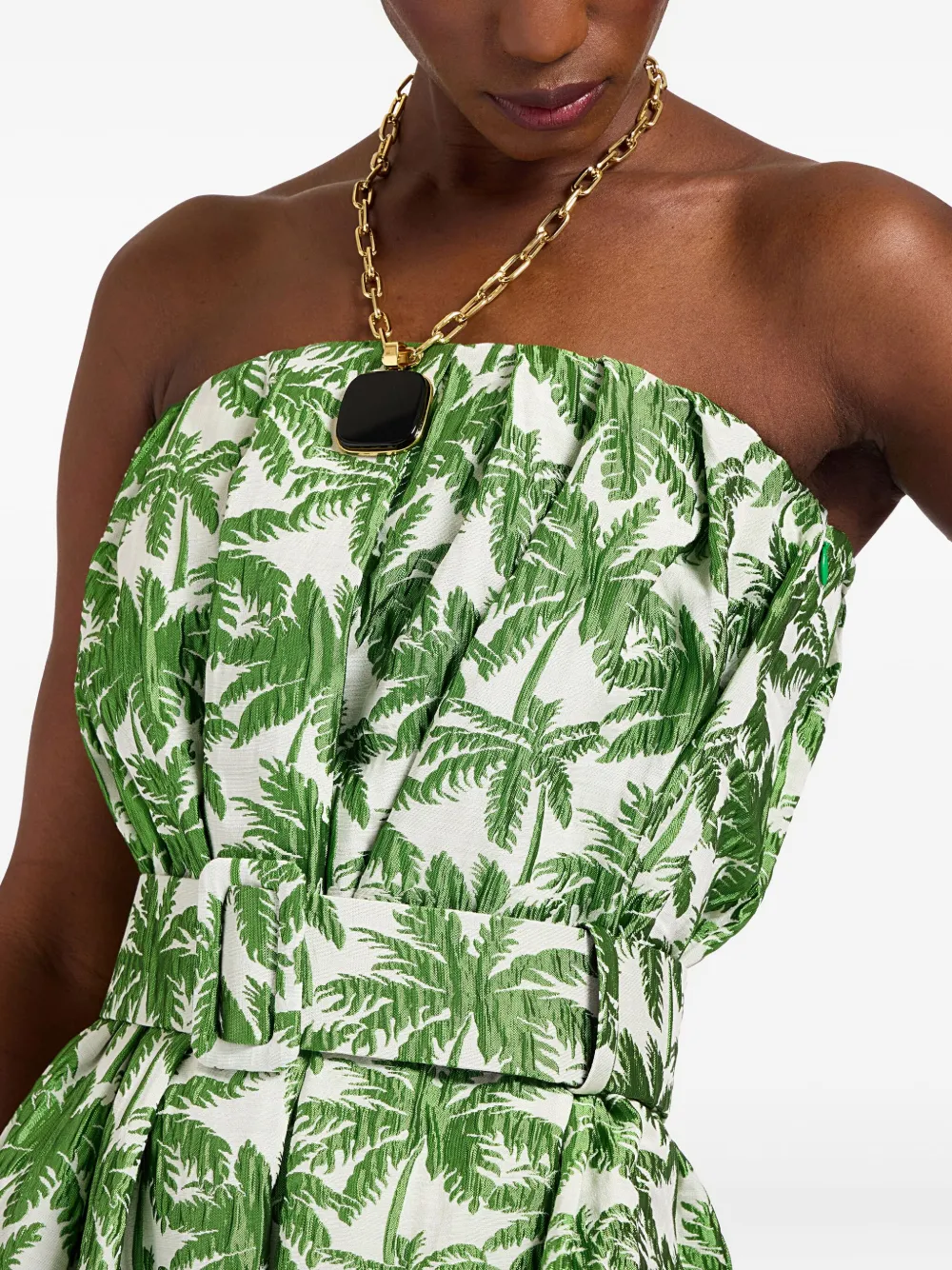 La DoubleJ palm-tree print belt Wit