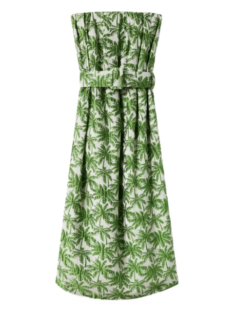 La DoubleJ Filter palm-print strapless midi dress