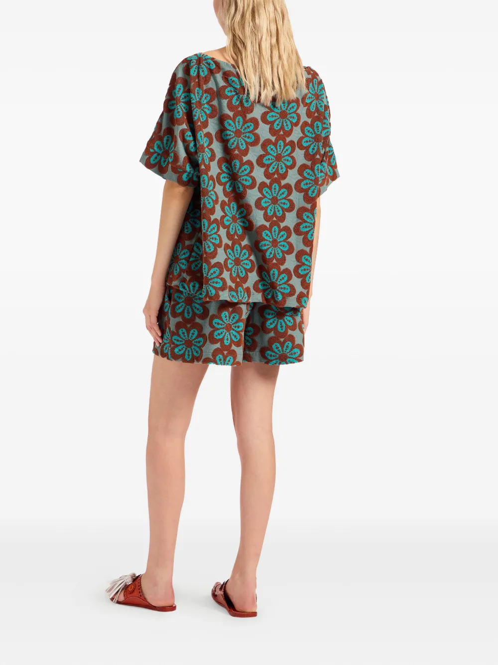 La DoubleJ flower-print pull-up shorts Groen