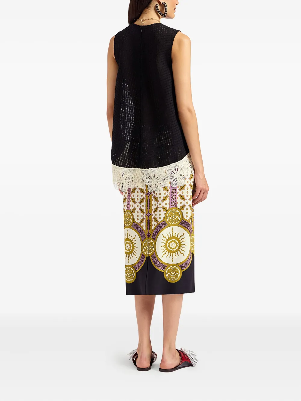 La DoubleJ patterned pencil skirt Beige