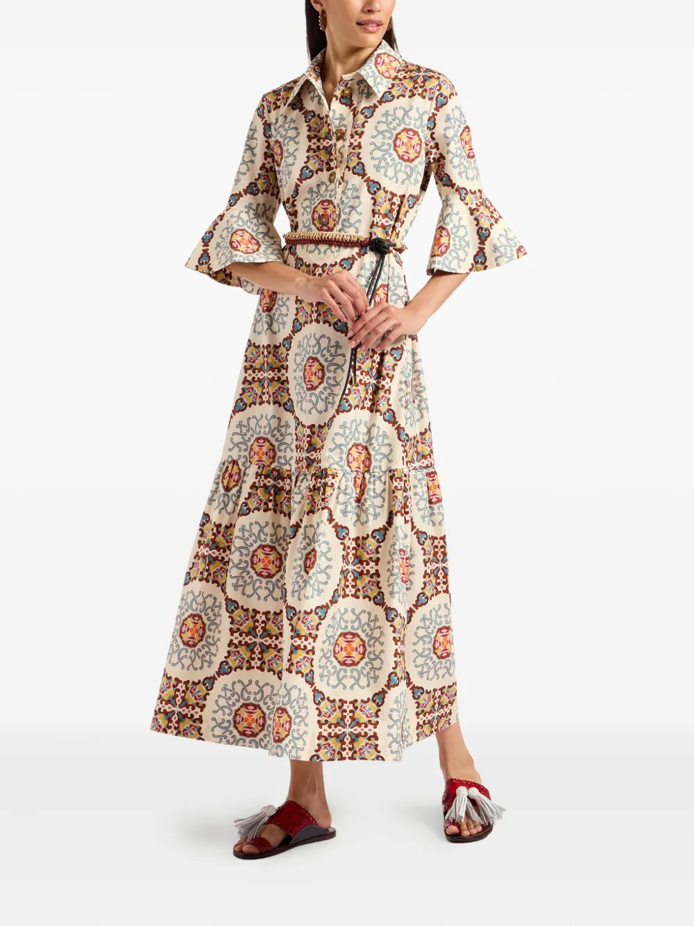 La DoubleJ Artemis patterned maxi dress Beige