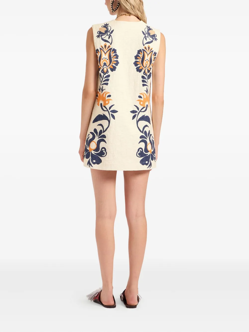 La DoubleJ floral sleeveless tunic dress Beige