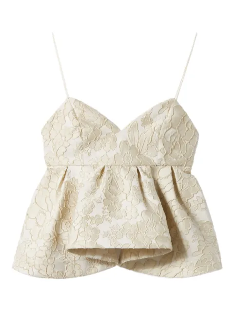 La DoubleJ floral-lace peplum top