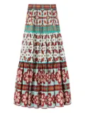 La DoubleJ Pagoda-print maxi skirt - White