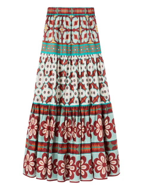 La DoubleJ Pagoda-print maxi skirt