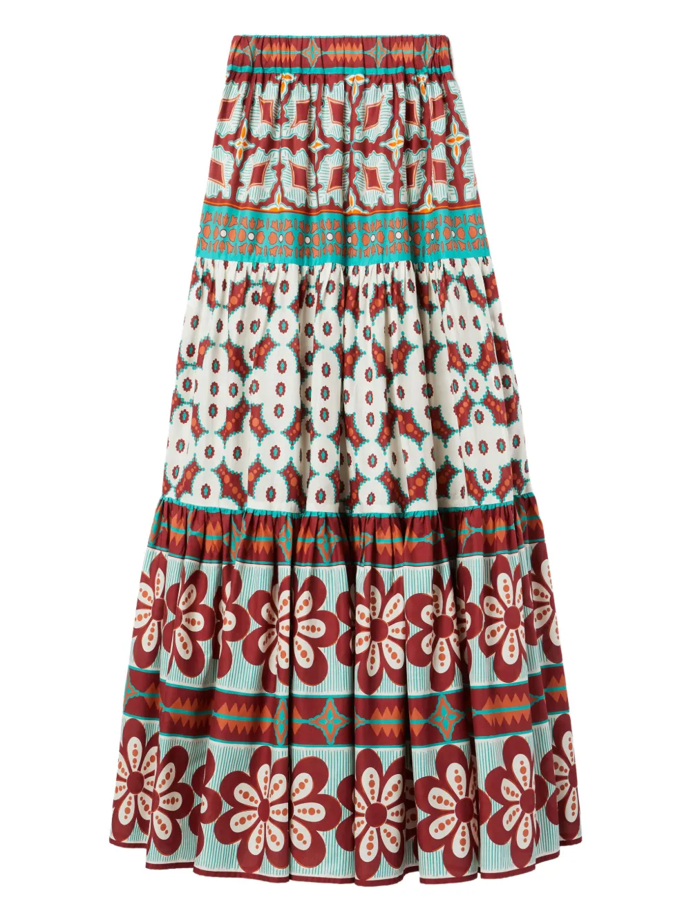 La DoubleJ Pagoda-print maxi skirt Wit