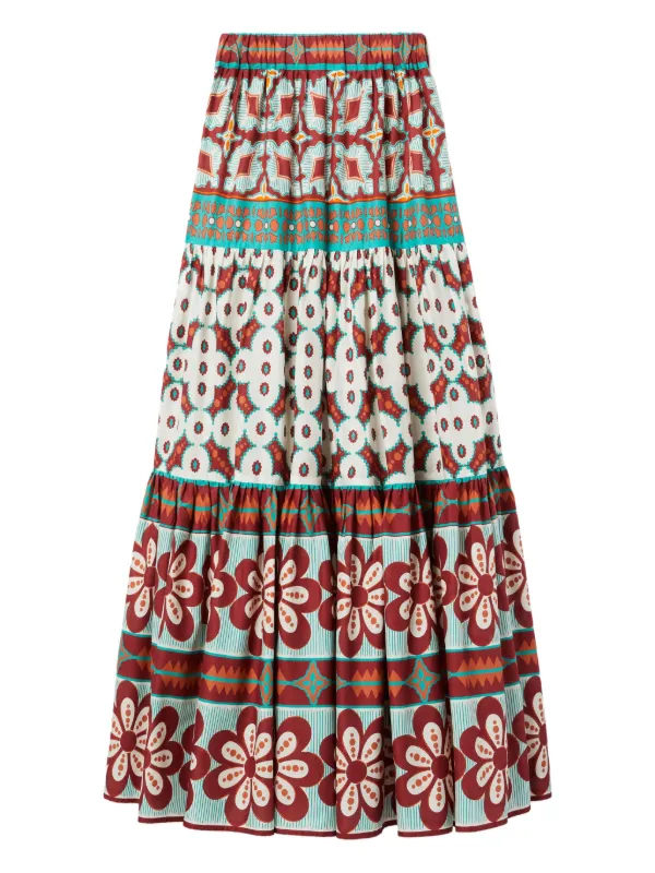 La DoubleJ Pagoda-print Maxi Skirt | White | FARFETCH