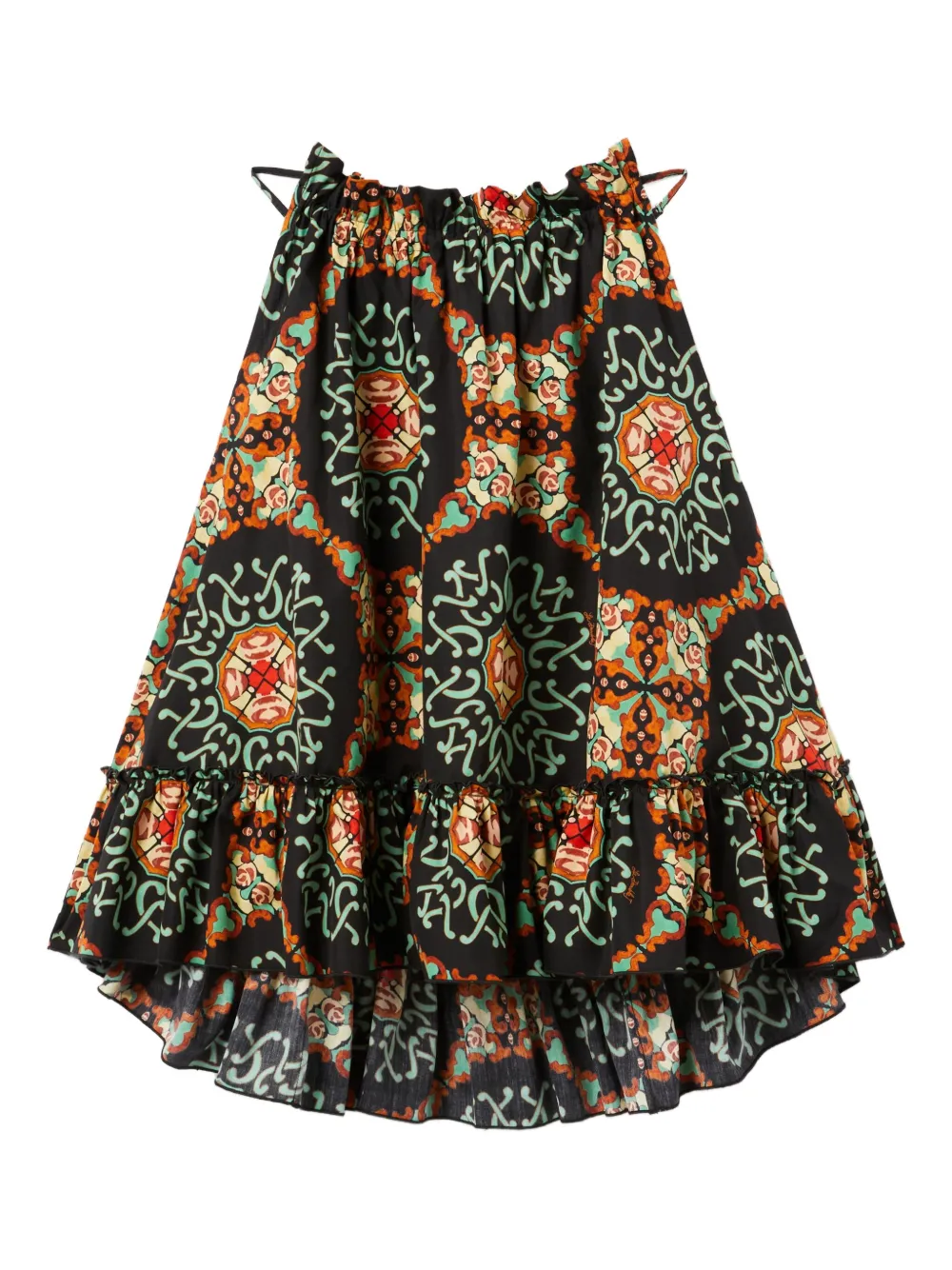 La DoubleJ Granita ruffled printed top Zwart