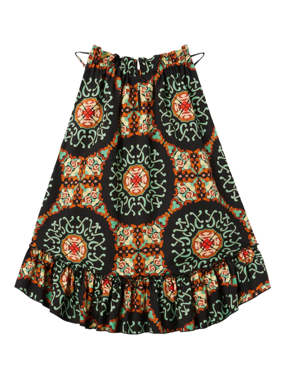 La DoubleJ Granita ruffled printed top Zwart