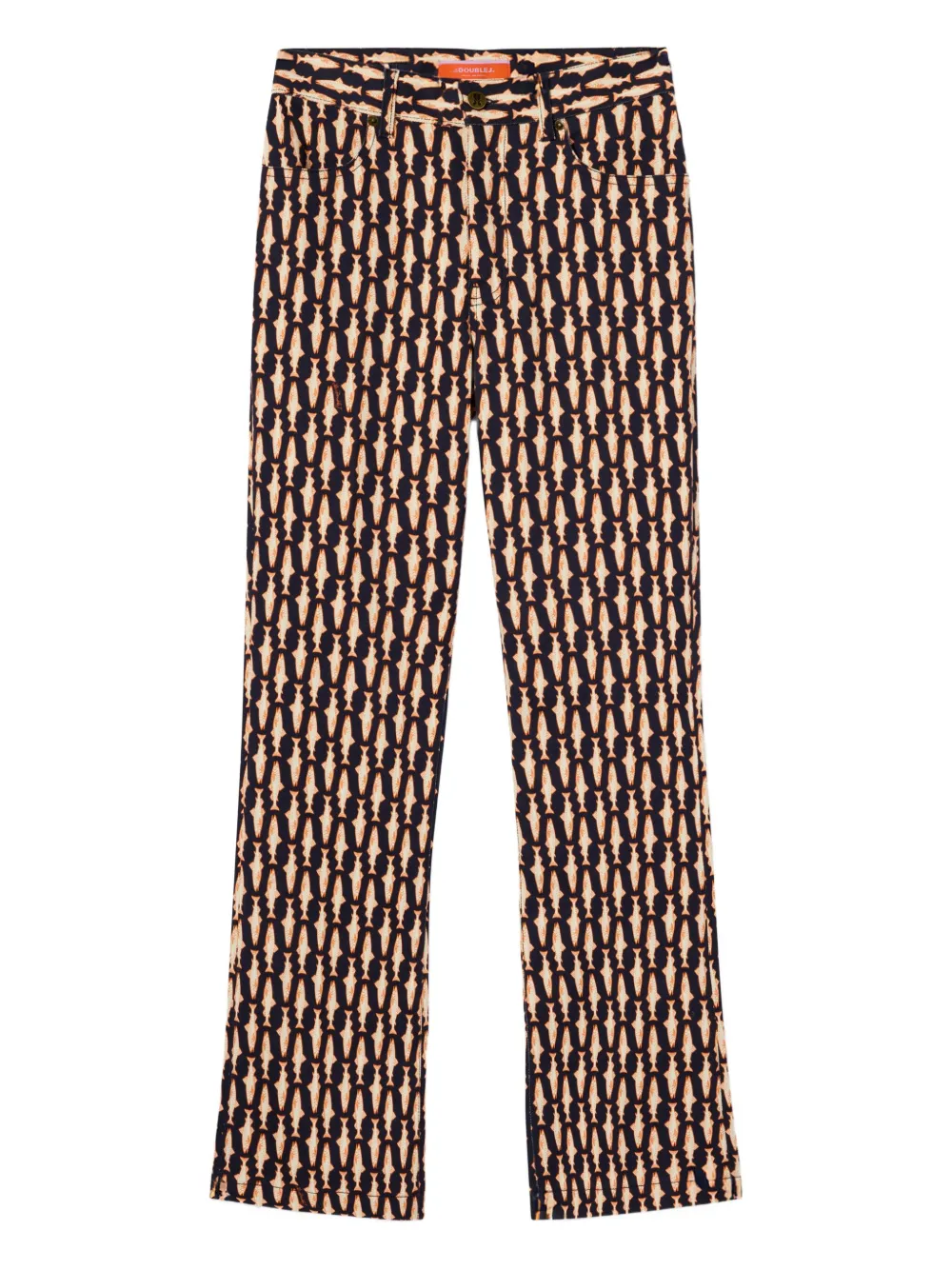 La Doublej Geometric-print Flare Jeans