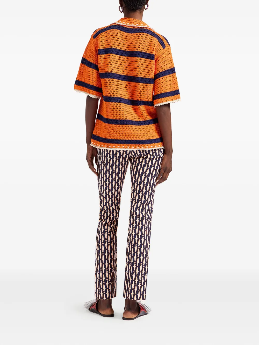 La DoubleJ Flared jeans met geometrische print Blauw