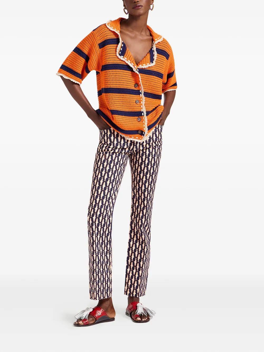 La DoubleJ geometric-print flare jeans | Cropped Jeans | Image 2