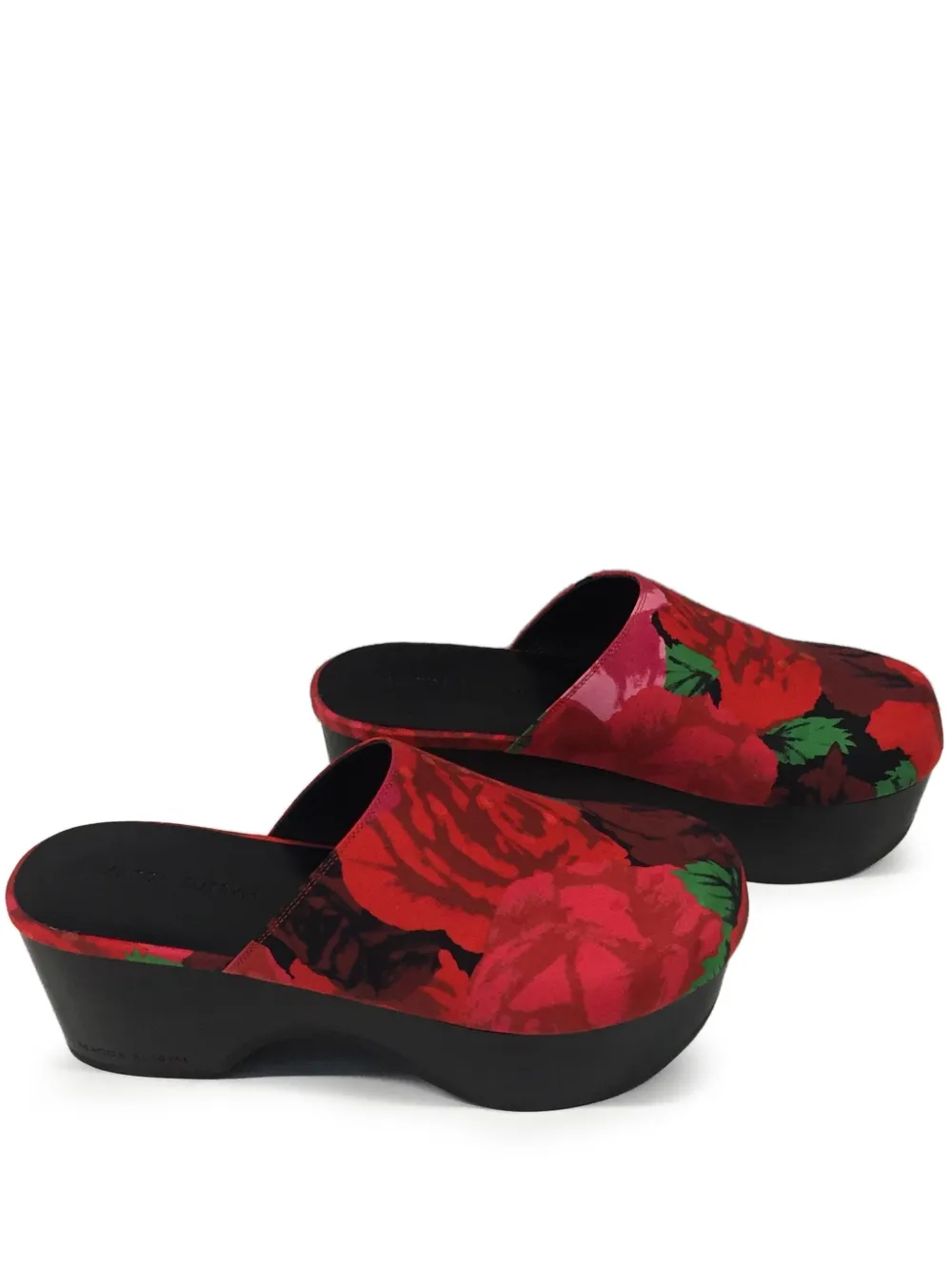 Magda Butrym rose-print platform mules Red