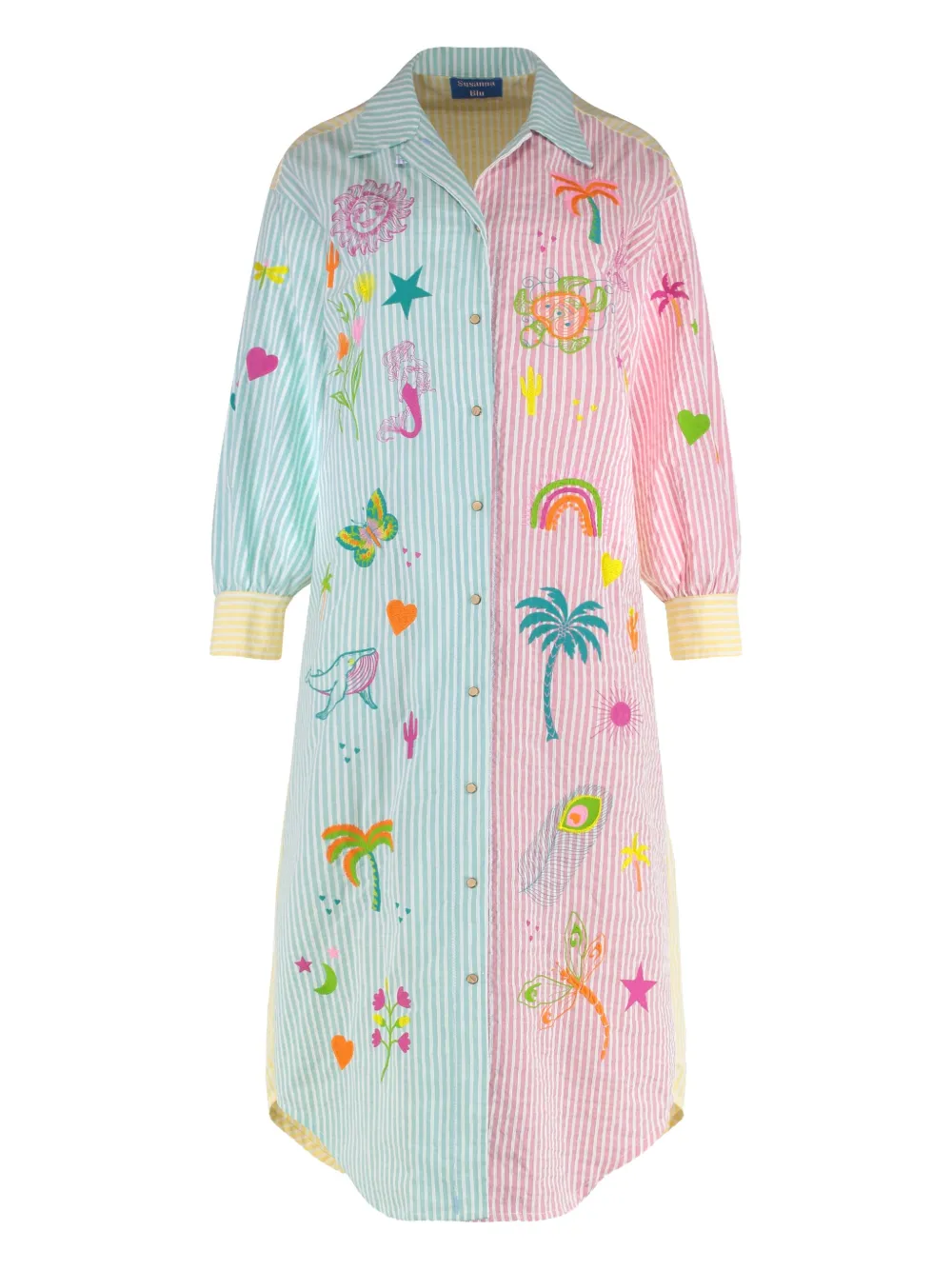 Giglio striped embroidered shirt dress