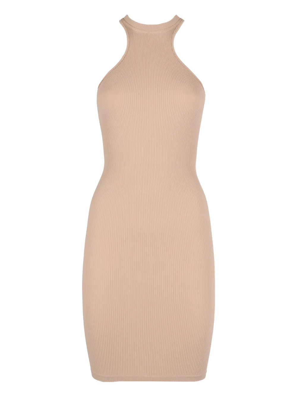 ANDREĀDAMO Geribbelde halterjurk Beige