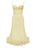 POST MERIDIEM draped-bodice flounced bustier dress - Yellow