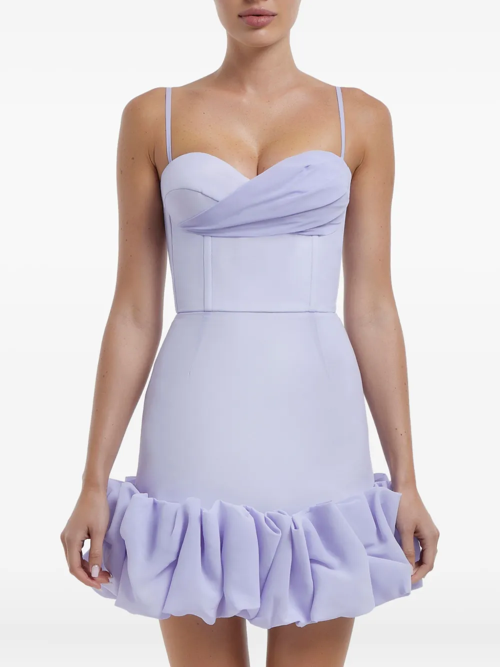 Shop Post Meridiem Draped Ruffle Bustier Mini Dress