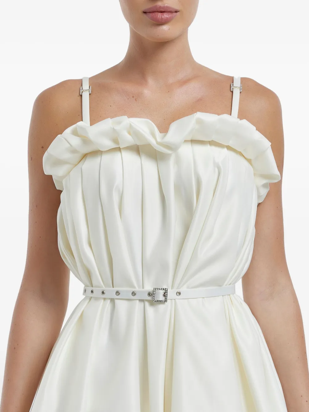 Shop Post Meridiem Draped Thin-strap Mini Dress
