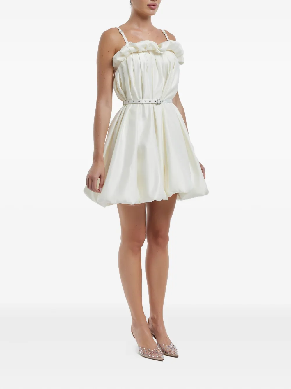Shop Post Meridiem Draped Thin-strap Mini Dress