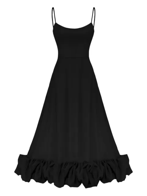 POST MERIDIEM vestido midi estilo bustier con volantes