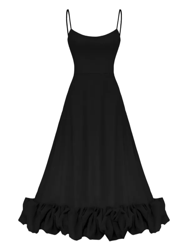 flounce bustier midi dress Lilipretty Midnight Girl Flounce Bustier Banquet Party Midi Dress   lilipretty