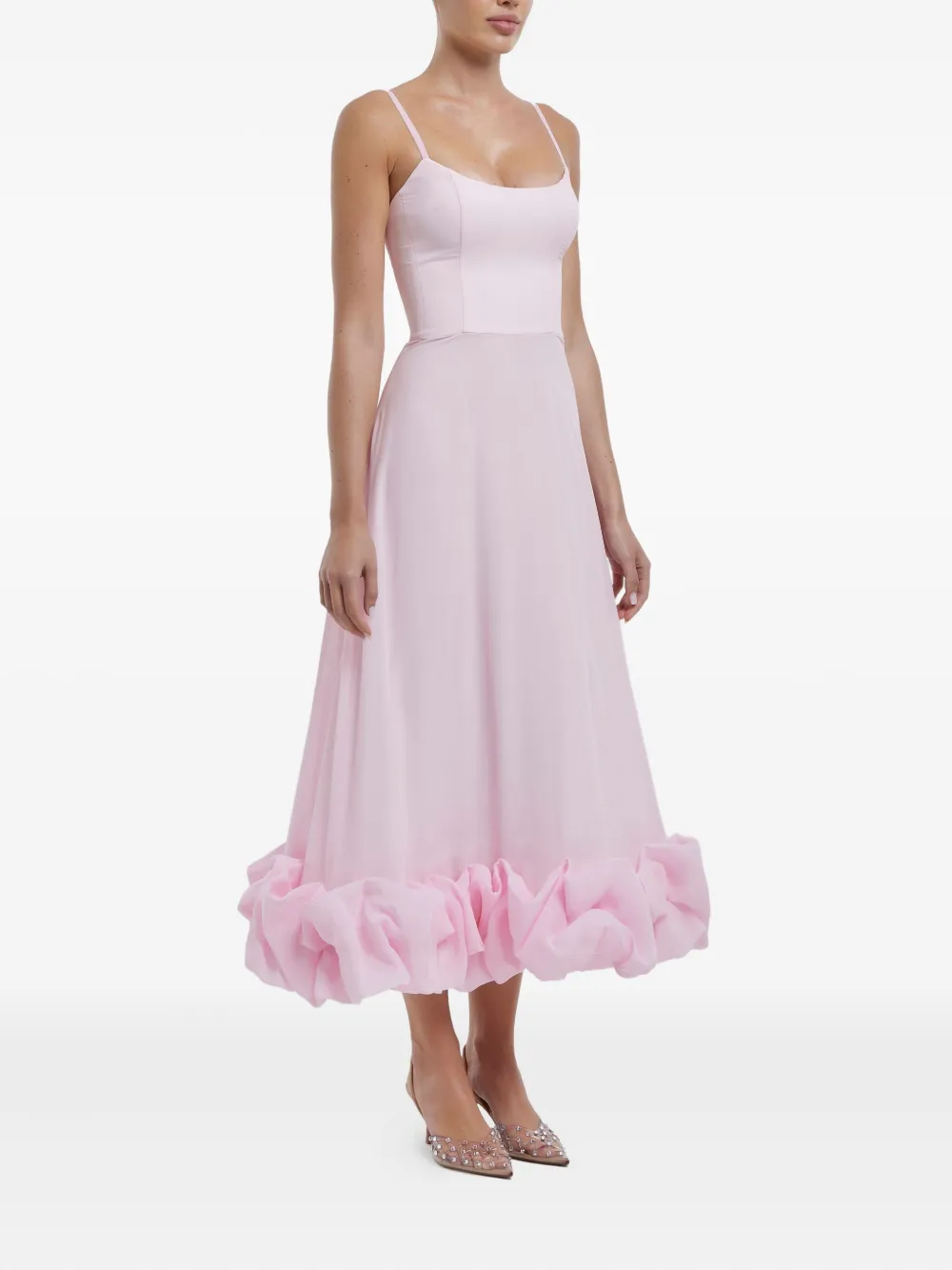 Shop Post Meridiem Ruffle-hem Bustier Midi Dress