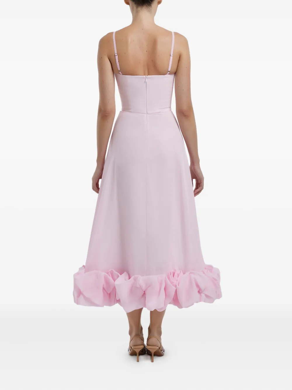 Shop Post Meridiem Ruffle-hem Bustier Midi Dress