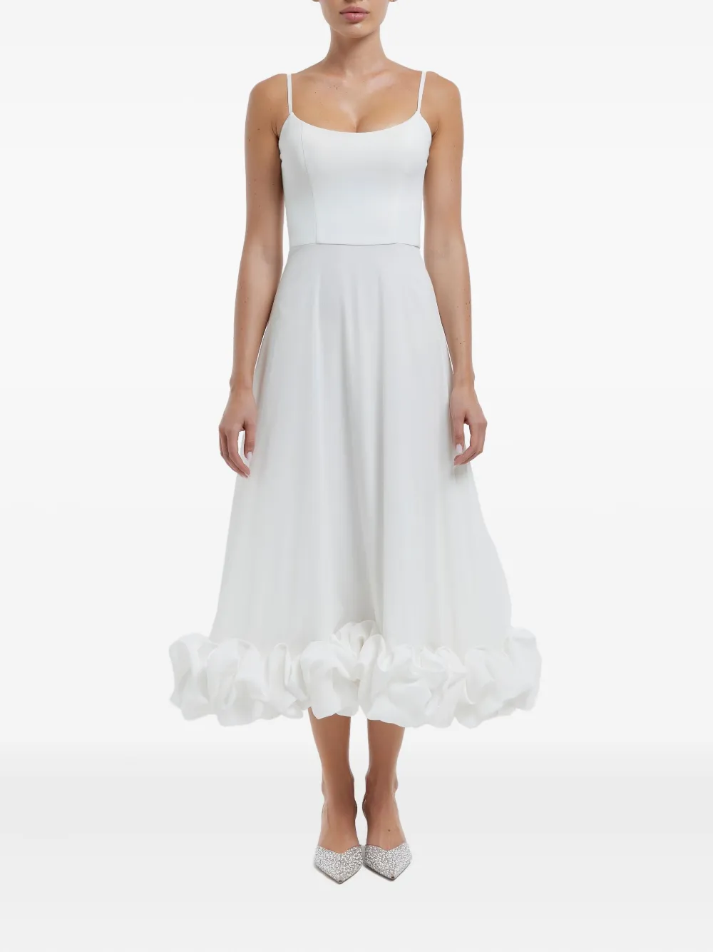 POST MERIDIEM flounce midi dress - Wit