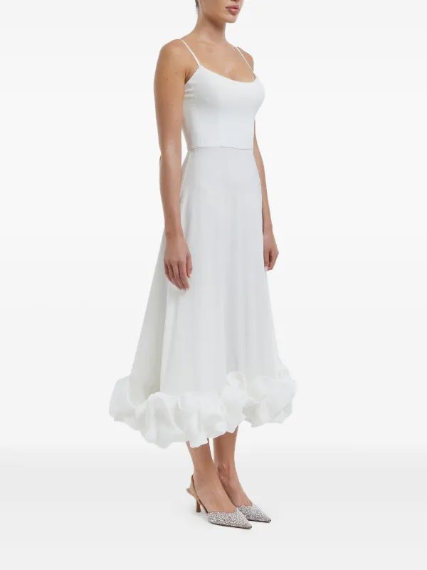 knee length dresses for ladies Same Halter Flounce Midi Dress | Cream Polka Dot main image 0