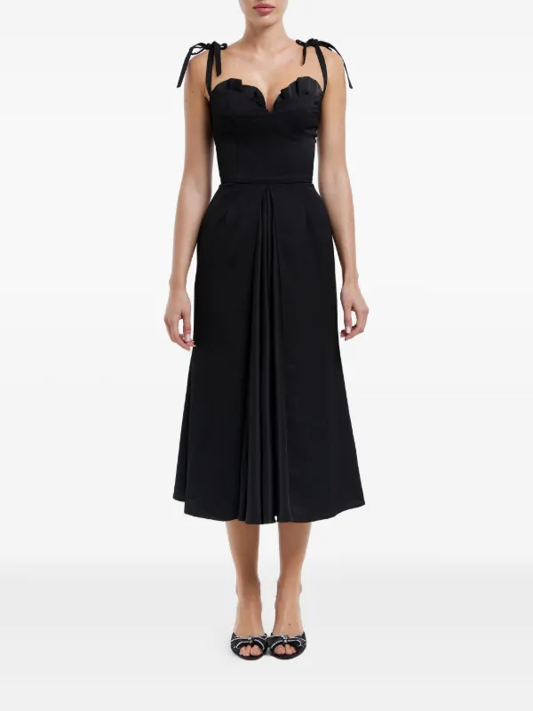 knee length dresses for ladies Black Flowy Wrap Dress Style 251250 – Village Vogue