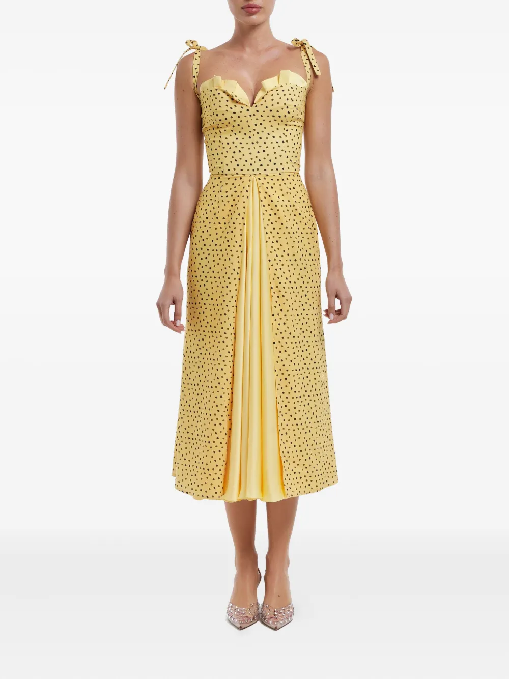 POST MERIDIEM Flowy Slit midi-jurk - Geel