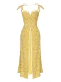 POST MERIDIEM Flowy Slit midi dress - Yellow