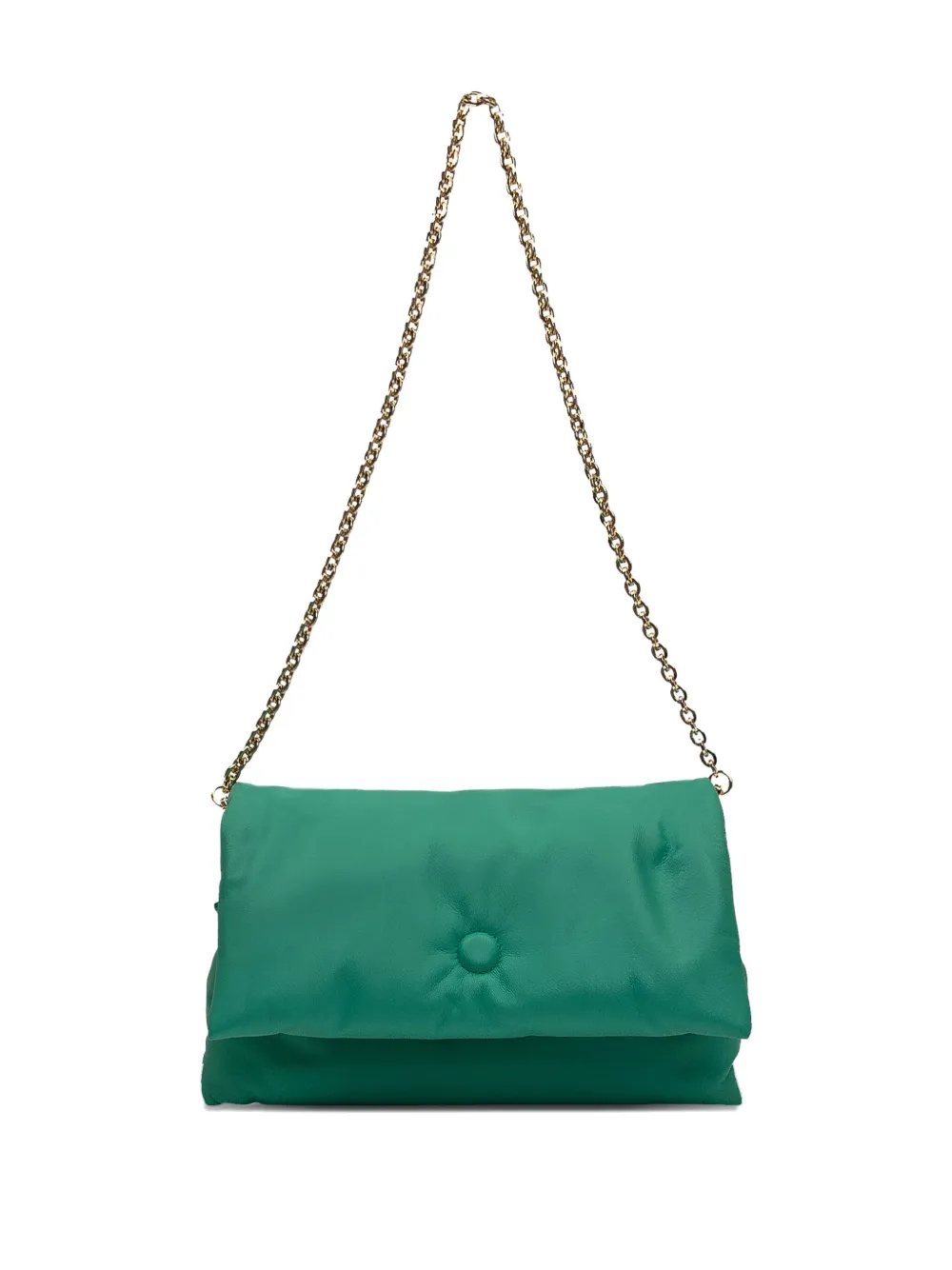  Gava Ruched Leather Clutch Bag - Green 